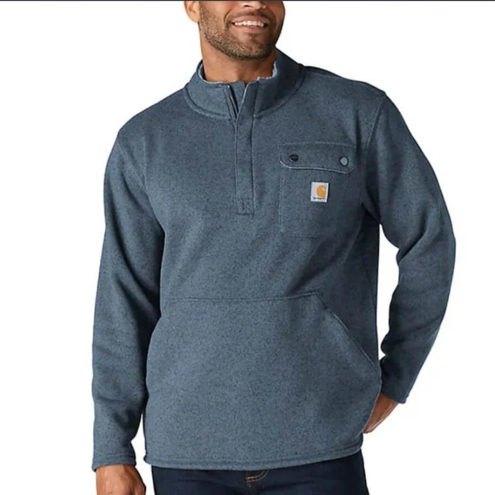 Carhartt Dalton Fleece Half-Snap Pullover Blue Heather TS6378-M Mens L
